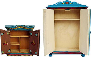 Vergleich: 50er Jahre und 80er Jahre Schrank von innen